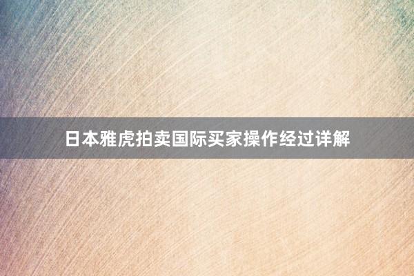 日本雅虎拍卖国际买家操作经过详解