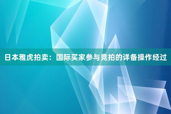 日本雅虎拍卖：国际买家参与竞拍的详备操作经过